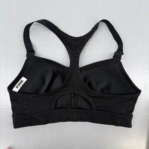 Victoria's Secret PINK Black Front Zip Racerback Sports Bra High Impact Size C